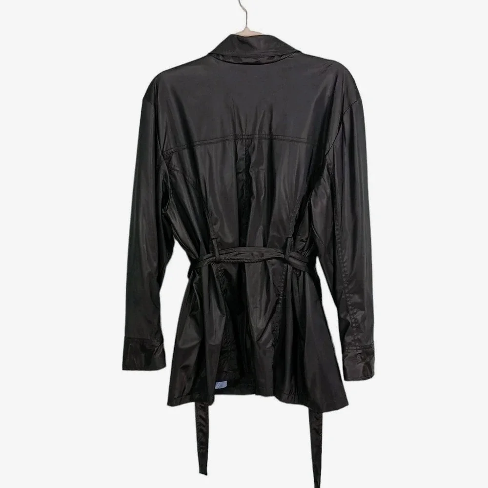 Outbound Collection Black Trench Coat Women's Belted Jacket Lightweight Sz Large